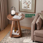100% Solid Wood Round End Table, 2-Tier Side Table with Anti-Drop Tray Top, Sturdy Accent Nightstand for Living Room, Bedroom & Small Spaces, Space Saving Home Decor