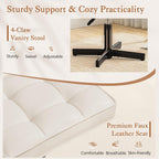 LUE BONA Adjustable Vanity Stool, 15''-19.5'' Foot Rest Under Desk, 360° Swivel Vanity Chair for Makeup Room, Cream Upholstered Faux Leather Ottoman for Bathroom & Living Room, 300lbs