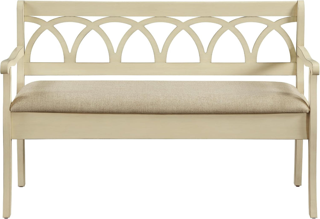 OSP Home Furnishings Coventry Solid Wood and Veneer Storage Bench, Antique White