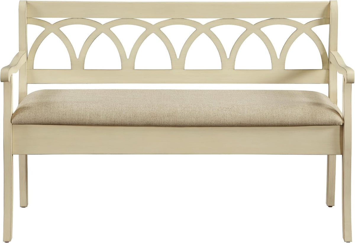 OSP Home Furnishings Coventry Solid Wood and Veneer Storage Bench, Antique White