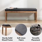 chairus Linen Upholstered Entryway Bench Dining Table Benches Farmhouse Shoe Bench Seat for Hallway Bedroom End of Bed Vintage 45.5" Wooden Leg Benches for Kitchen Restaurant Window, Charcoal