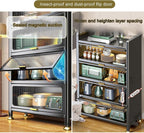 Modern 3-Tier Microwave Rack with Flip Door & Metal Storage - Stylish Kitchen Organizer & Sideboard for Living Room, Office & More (100cm, Versatile Design)
