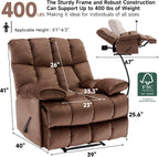 Euthymia Oversized Recliner Chair, Large Recliner Chair Chairs for Adults 400LBS, Big and Tall Manual Fabric Heavy Duty Recliner Chair, Extra Wide Recliners for Living Room, Brown