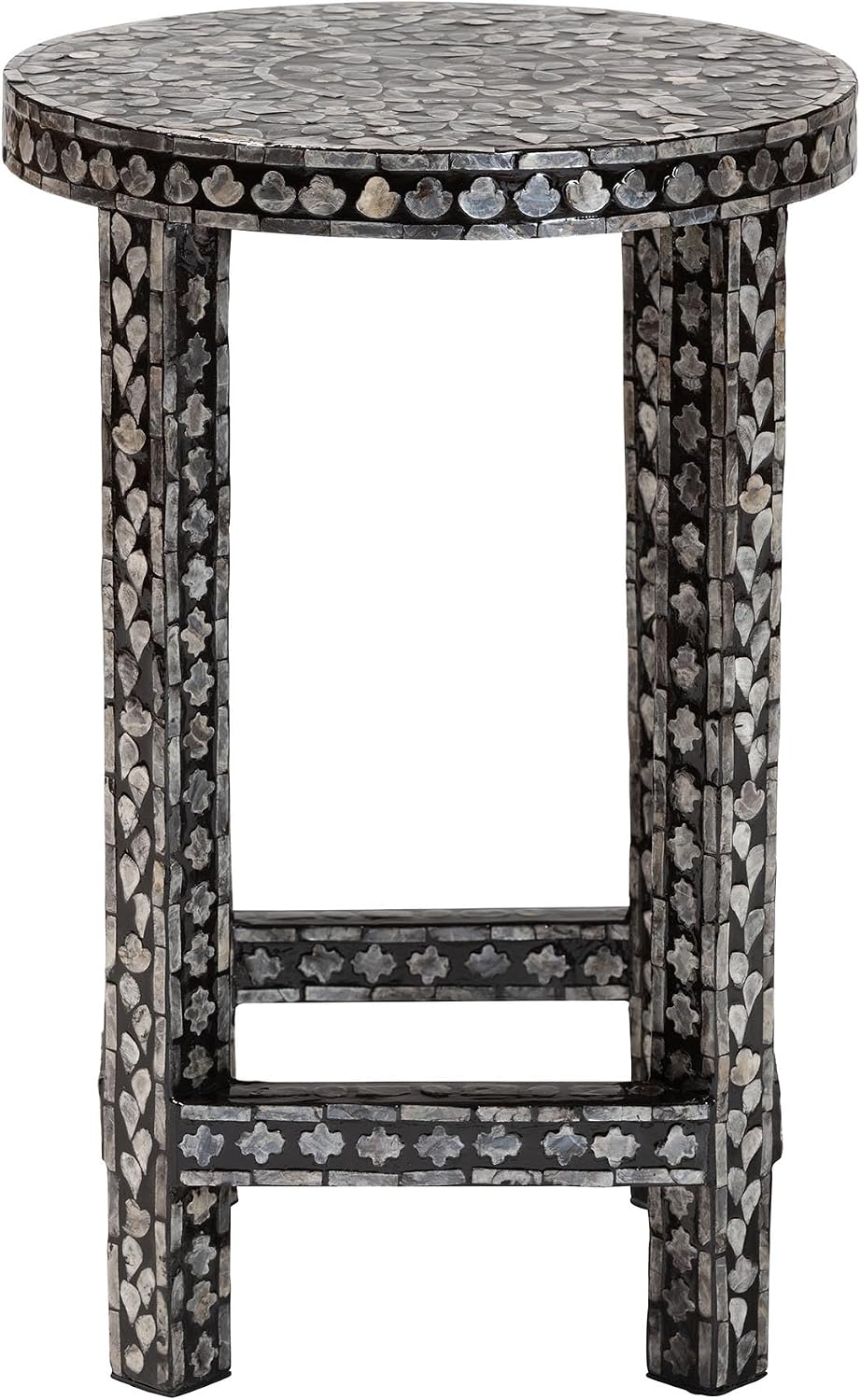bali & pari Elara Coastal Black and White Mother of Pearl Capiz Shell End Table