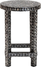 bali & pari Elara Coastal Black and White Mother of Pearl Capiz Shell End Table