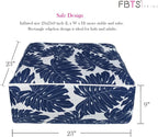 Outdoor Inflatable Footstool Ottomans Navy Leaves Square 23x9 Inch Patio Foot Stools and Ottomans Portable Footstool