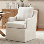 VKNOW Upholstered Dining Chairs, Modern Kitchen Chairs Dinner Chairs with 4 Casters, Chenille Armchair for Bedroom Reading Room Living Room, Beige