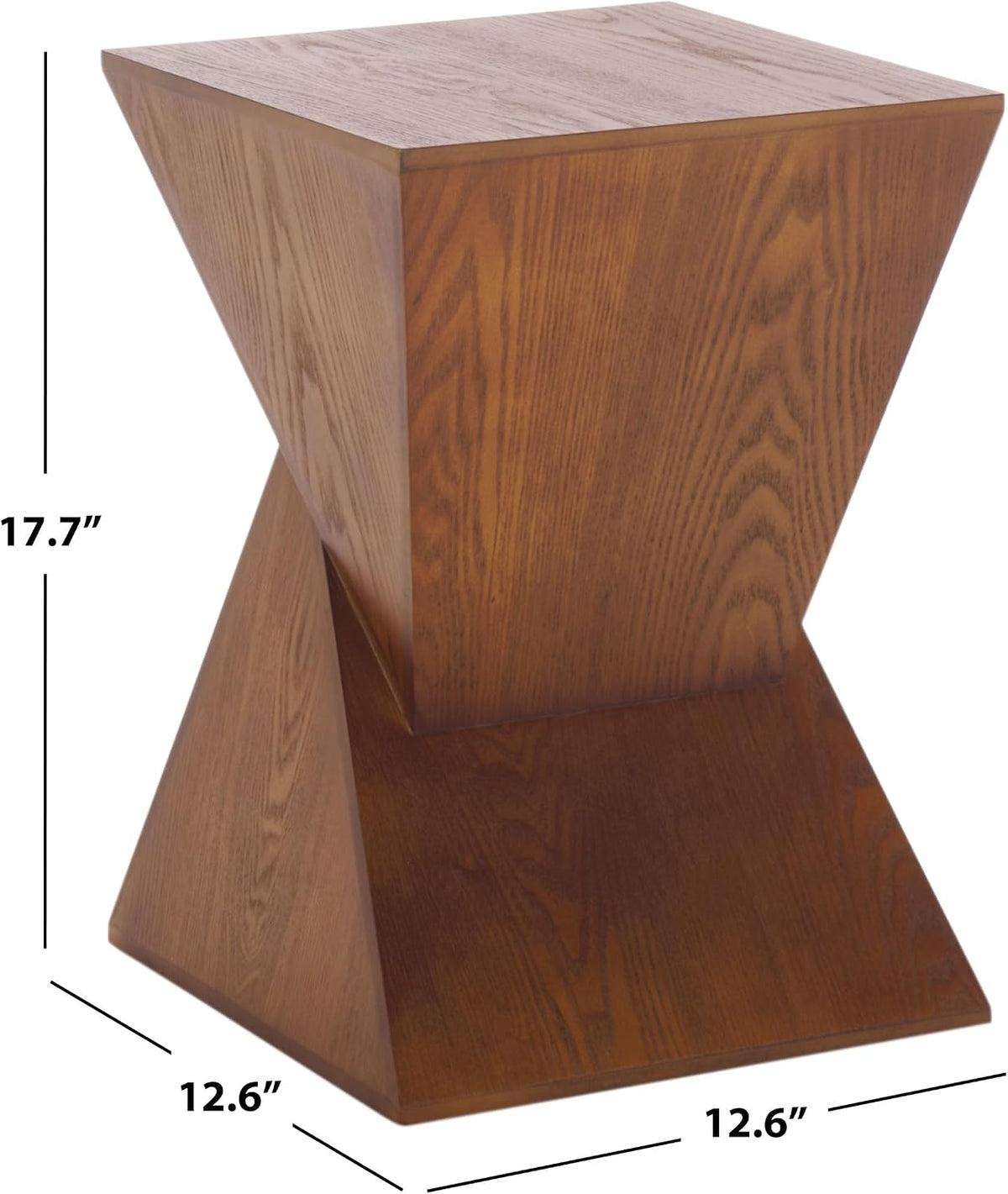 SAFAVIEH Home Collection Rahan Modern Walnut Brown Pedestal End Table (Fully Assembled)