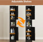 Tokawa 67" Tall Narrow Pantry Cabinet, 12 Inch Wide Kitchen Metal Storage Cabinets with Breathable Mesh Doors, Slim Bathroom Storage Cabinet with 4 Adjustable Shelves,Black