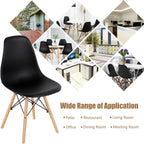 GOFLAME DSW Dining Chairs Set of 4, Shell Plastic Chairs with Wooden Legs, Modern Style Armless Chairs for Living Room Kitchen Bedroom, Kitchen Side Chairs for Dining Room, Living Room, Black