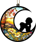 Personalized Dog Memorial, Custom Name Bichon Frise Dog Christmas Ornament with Name, Custom Breeds, Pet Loss Light Catcher, Gifts for Lovers Loss of Pet Sympathy on Mothers Day Christmas