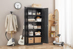 Guizeeopo Metal Storage Cabinet with Adjustable Shelves, Garage Storage Cabinets with Doors and Shelves, File Cabinets for Home Office, Kitchen Pantry Cabinet, 71'H, Black