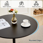 23.6" Small Round Dining Table for 2 4, [Sturdy Metal Tulip Base] Black Modern Circle Kitchen Table, Space Saving, for Dining Room Apartment Office