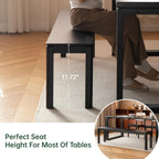 47.2'' 100% Solid Wood Dining Bench, Oak Wood Long Bench for Dining Table, End of Bed, Entryway, Hallway, Sofa Back, Suqare Bench for Dining Room Kitchen Bedroom Living Room, Black