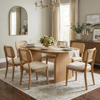 70" Farmhouse Oval Dining Table, Heavy-Duty Wood Dining Room Table for 4-6 Seats, Modern Kitchen Dinner Table & Home Office Desk with Easy-Clean Curved Tabletop, Natural