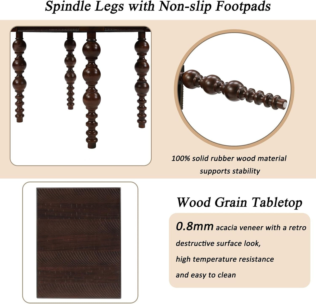 KEIKI Solid Rubber Wood Round Side End Table with Storage Drawer, Traditional Vintage Couch Sofa Bedside Table Night Stand for Living Room Bedroom, Easy Assembly, Espresso