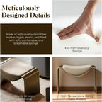 Midcentury Faux Leather Entryway Bench - Convertible Storage Stool for Bedroom, Makeup Vanity & Living Room | Upholstered Dining Accent Seat, Indoor Bed Footboard Stool (Gold)