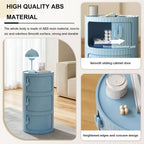 2/3/4 Tier Round Nightstand with Drawers, Round Bedside Table Plastic Nightstand Storage, Multifunctional End Table Storage Cabinet with Sliding Door, for Living Room, Bedroom, Bathroom(White,4 Tier)