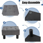 BRIAN & DANY Small Foot Stool, Linen Foot Stools with Legs, Stable Small Footstool for Living Room, Gray