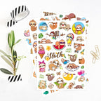 Cute Sloth Stickers Wild Jungle Forest Animal Decal Sticker 770 Counts Party Gifts Goodie Bags Decor Rewards Wild Life Birthday Party Favors Waterproof Water Bottle Laptop Invitation Stickers Decor