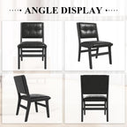 civama Faux Leather Dining Chairs Set of 6, Dining Room Armless Kitchen Chairs with Comfy Back, Solid Wood Frame & Upholstered Cushion for Living Room, Cafe and Restaurant, Black