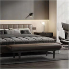 Modern PU Leather Upholstered Bedroom Bench, Padded Entryway, End of Bed with Metal Legs, for Decorative, Living Room, Dining Entryway(120 * 45 * 42cm)