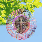 Cross Wind Spinner, Metal Wind Spinners Outdoor/Indoor, God Cross Hanging Garden Decor for Outside, Stainless Wind Spinners for Yard and Garden 10 inch 3D (25.76X25 CM)