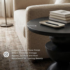 Signature Design by Ashley Kurtson Accent Table, Round Metal End Table with Contemporary Pedestal Base, Sculptural Geometric Decor for Living Room, Dark Bronze Finish, 23 Inch