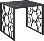 3-Piece Occasional Table Set with Marble-Print Glass Top | Includes 1 cocktail table and 2 end tables with fluted glass top