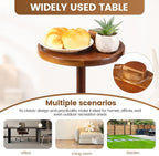 Round Side Table, Small Drink Table for Small Spaces, Wooden Pedestal Side Table for Living Room, Bedroom, Corners, and Office