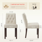 Upholstered Dining Chairs Set of 6 - Modern Parsons Kitchen & Dining Room Chair with Diamond Tufted Back, Solid Wooden Legs for Apartment, Café, Vanity