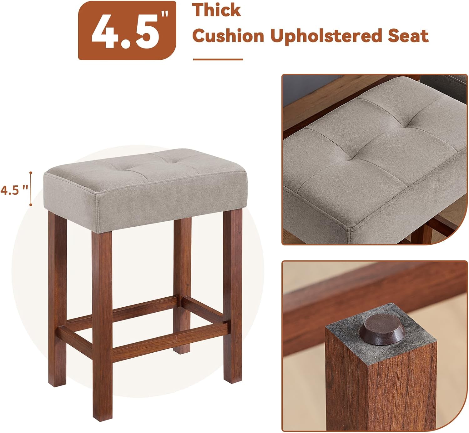 59" Dining Bar Table Set with Power Outlet, Behind Couch Sofa Table with 3 Padded Stools, 4 Piece Bar Table and Chairs Set for Living Room, Dining Room, Cherry