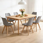 YLGJ&TIDY Modern Dining Chairs Set of 4 PU Leather Upholstered Chairs with Wooden Legs Mid Century Soft Padded Kitchen Chairs for Living Room Bedroom Dining Room Patio (Gray, Pack of 4)