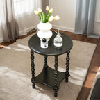 2-Tier End Table, Small Night Stand, Side Table, Bedside Table with Storage Shelf, Coffee Tables for Small Spaces, Bedroom, Living Room (Black)