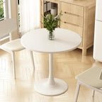 Round Dining Table 30" Circle Tulip Table for 4 People,White | Mid Century Modern Leisure Kitchen Table with Wood Thickened Tabletop Sturdy Metal Pedestal for Small Places Living Room Cafe