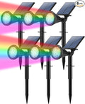 Color Changing Solar Spot Lights Outdoor Waterproof 180° Adjustable Colored RGB Solar Powered Landscape Lights for Yard 7 Lighting Modes Solar Spotlights for Pathway Garden Outside (6 Pack)