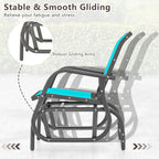 Giantex Swing Glider Chair W/Study Metal Frame Comfortable Patio Chair Love-Seat for Garden, Porch, Backyard, Poolside, Lawn Outdoor Rocking Chair (1, Turquoise)