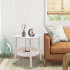 End Table Sofa & Console Flower Shape Snack Side Table with Stand Modern Decorative Side Coffee Table with Load-Bearing 110lbs for Home Bedroom Living Room Kitchen (White)