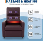 GarveeHome Power Recliner Chair - Heat and Massage, Adjustable Electric Recliner Ergonomic PU Leather Single Sofa, Tall Back, Padded Seat, Home Theater Seating for Living Room