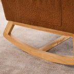 Accent Rocking Chair with Footrest High Back Rubber Wood Rocking Legs Bedroom Living Space (Caramel + Teddy + Foam)