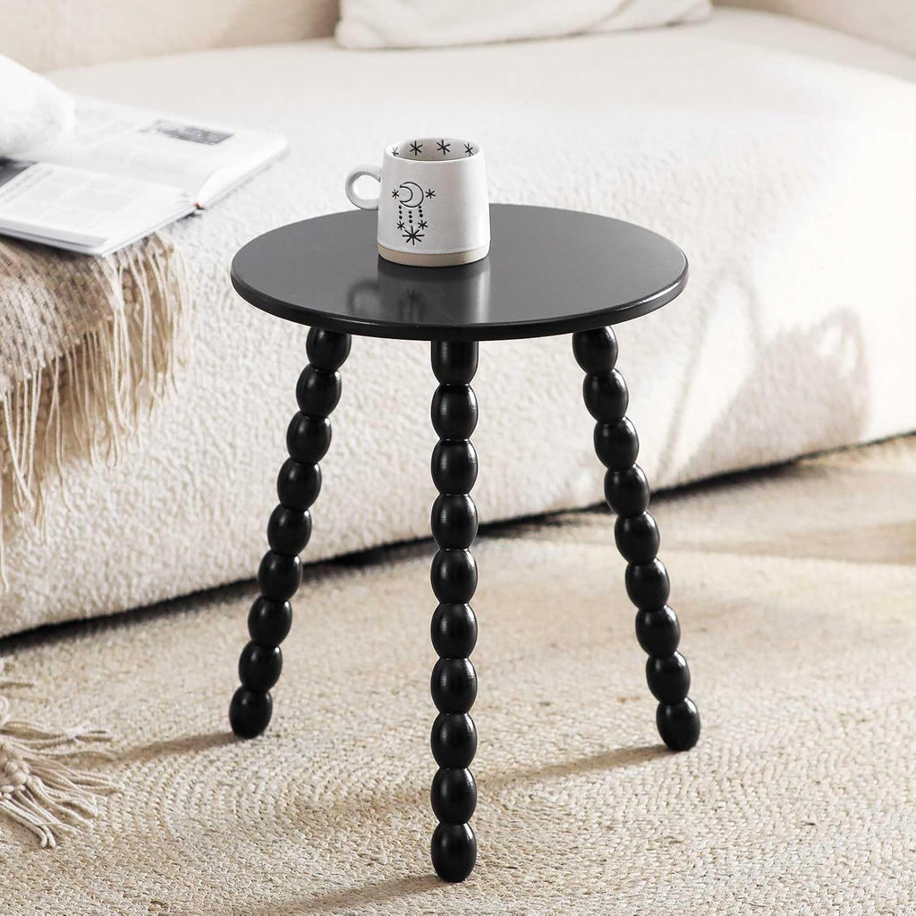 Round Side Table, Solid Wood Small End Table for Small Space, Accent Table Nightstand Modern Table for Living Room Bedroom Office Couch