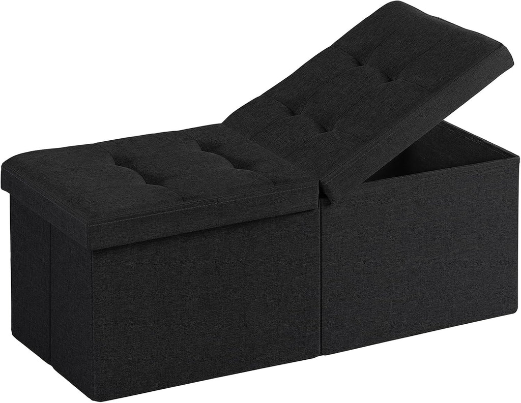 35-INCH Storage Ottoman Bench, Footrest with Storage, End of Bed Bench Coffee Table for Living Room, Bedroom, Entryway, Black