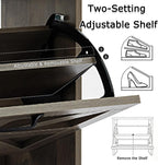 Shoe Cabinet with 2 Flip Drawers, Farmhouse Shoe Storage for Entryway, Wooden Shoe Organizer Cabinet with Adjustable Shelves, Hidden Slim Shoe Cabinet for Hallway, Living Room, Sierra