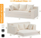 Couch 70 inch, 3 Seater Couch with Pull Out Bed, Loveseat Oversize Beige Futon Couch Floor Bed with 5 Pillows for Living Room Bedroom Lounge Small Space