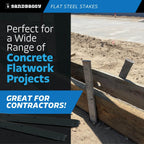 Sandbaggy Flat Steel Stakes for Concrete Forms with Nail Holes - 1.5" Wide - Painted - Removable, Reusable, V Point End - Construction Grade Stakes (20, 30 inch)