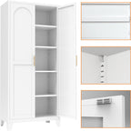 71" Pantry Cabinet, Kitchen Pantry Storage Cabinets with Adjustable Shelves,Metal Hutch for Kitchen, Dining Room, Living Room and Bathroom