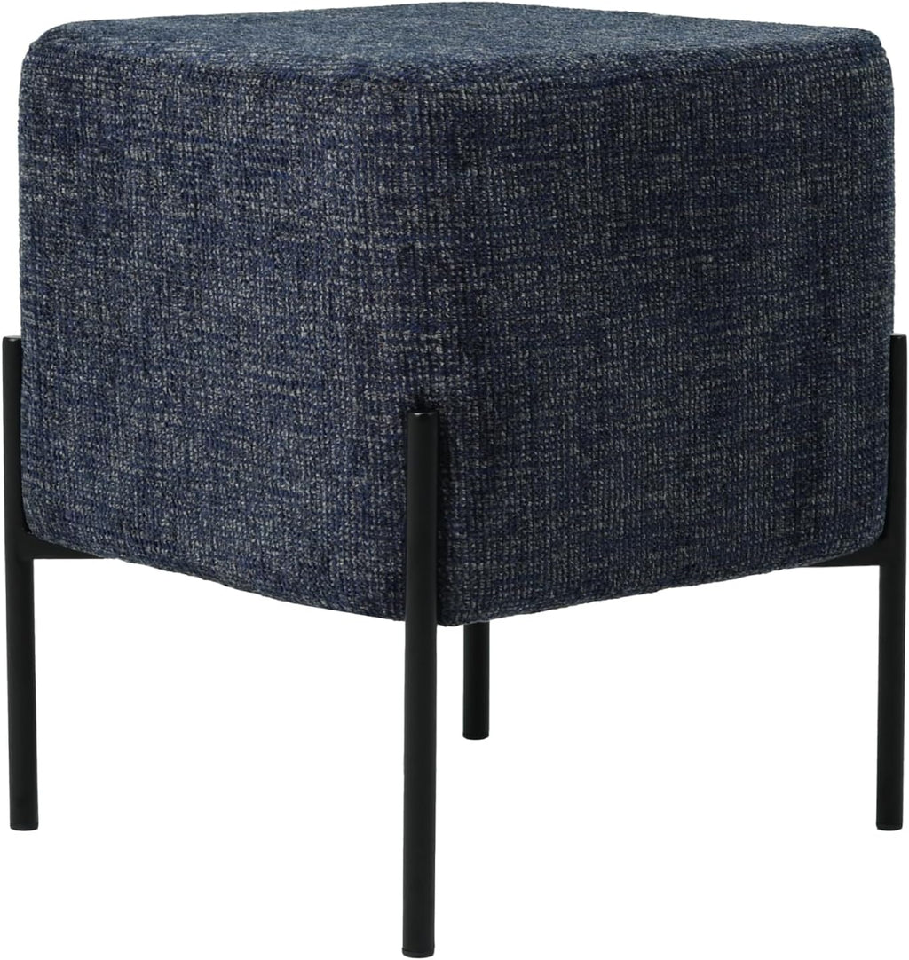 Get Set Style Square Foot Stool, Modern Linen Vanity Stool Chair Upholstered Foot Rest Sofa Side Foot Stool Ottoman Seat for Living Room, Bedroom, Entry, Hallway, Office