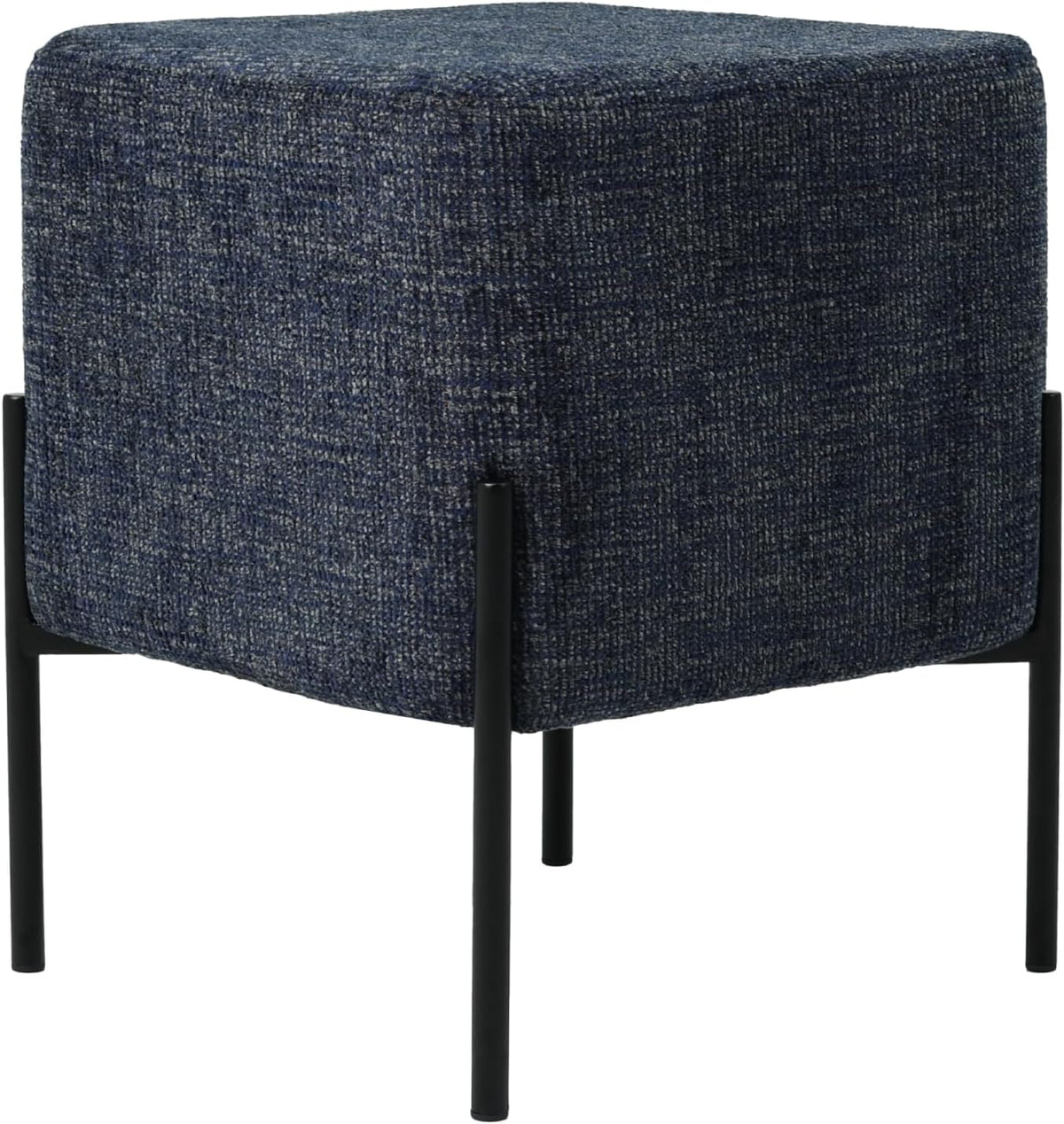 Get Set Style Square Foot Stool, Modern Linen Vanity Stool Chair Upholstered Foot Rest Sofa Side Foot Stool Ottoman Seat for Living Room, Bedroom, Entry, Hallway, Office