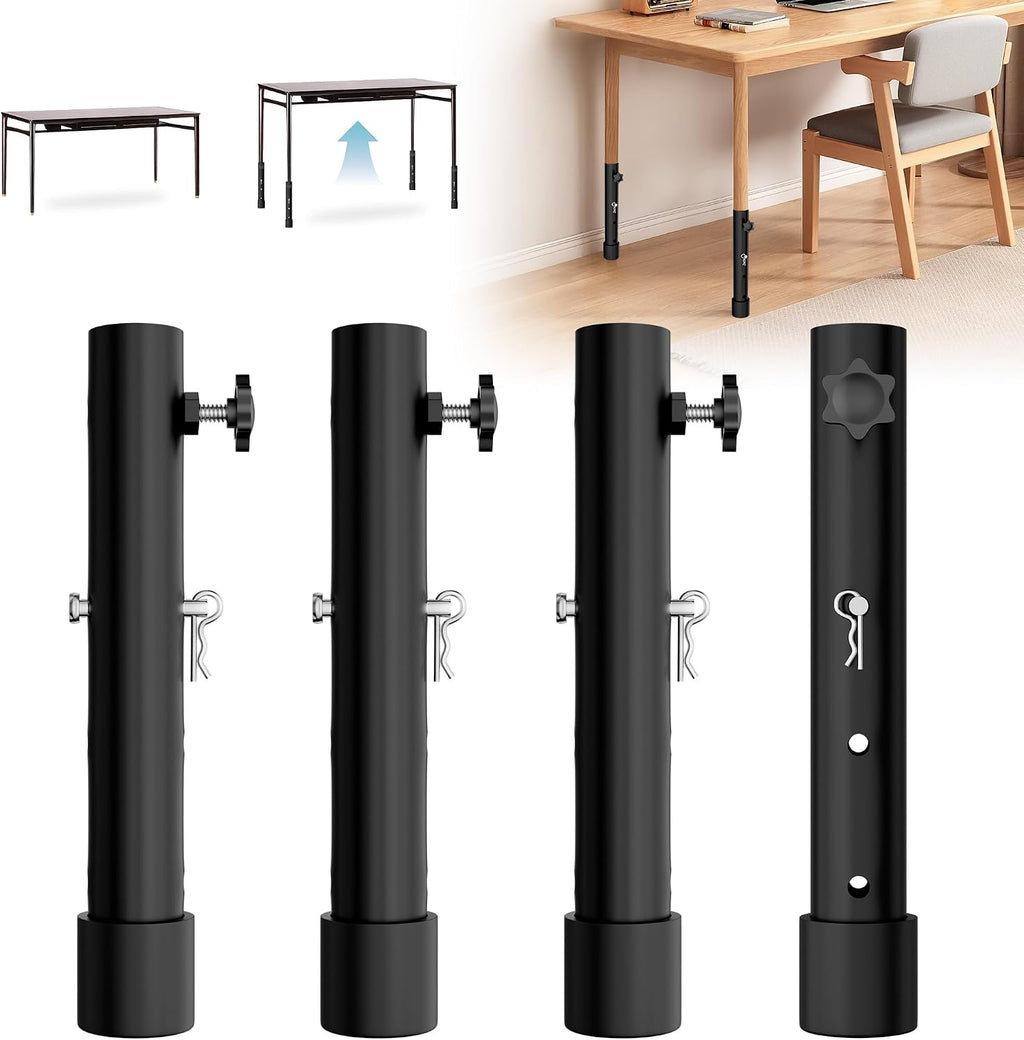 ZhouDaShu Table Leg Extenders for Folding Tables, Table Leg Extensions for Bent and Straight Legs, Heavy Duty Steel Adjustable Folding Table Leg Risers (9.8 in (25 cm) (4 Pack))
