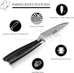 Paring Knife 3.75 Inch, High Carbon Powder Steel Forged Small Kitchen Knives, Razor Sharp Japanese Fruit Knife with Ergonomic Pakkawood Handle